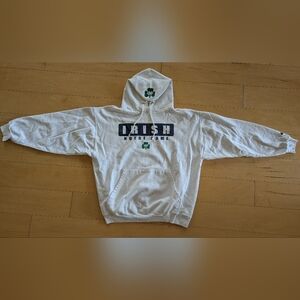 Vintage Notre Dame Champion Hoodie White Y2K Irish Sweatshirt L